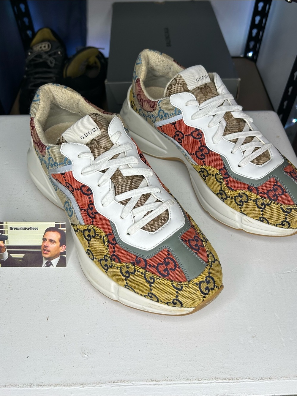 Gucci Rhyton GG Monogram Multicolor Sneaker Size 8.5 G / 9 US Mens